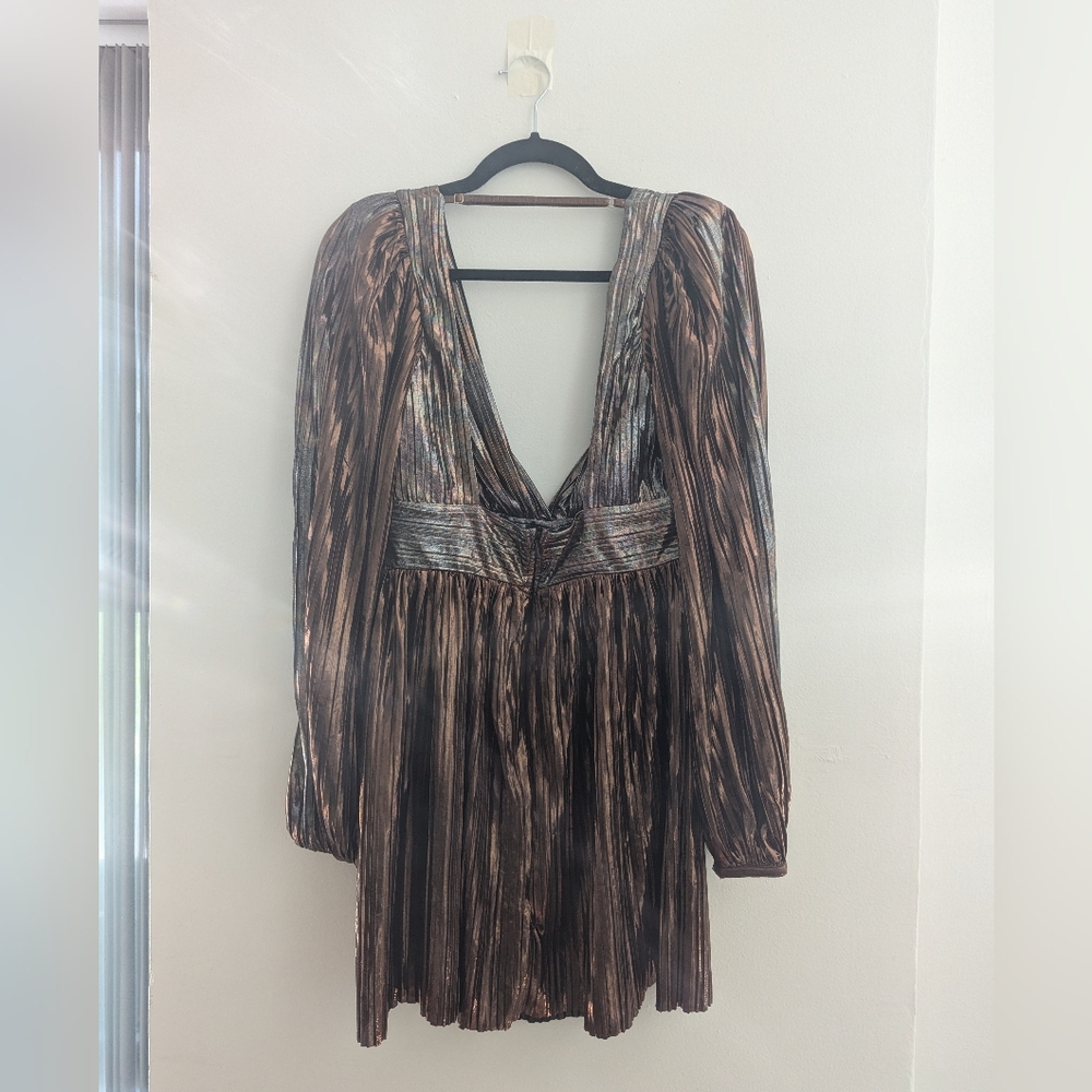 Free People Sabrina Musayev Wendy Metallic Pleated Dress - Picture 3 of 7